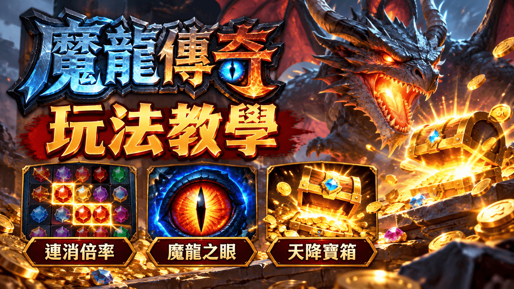 魔龍傳奇玩法教學:連消倍率、魔龍之眼與天降寶箱